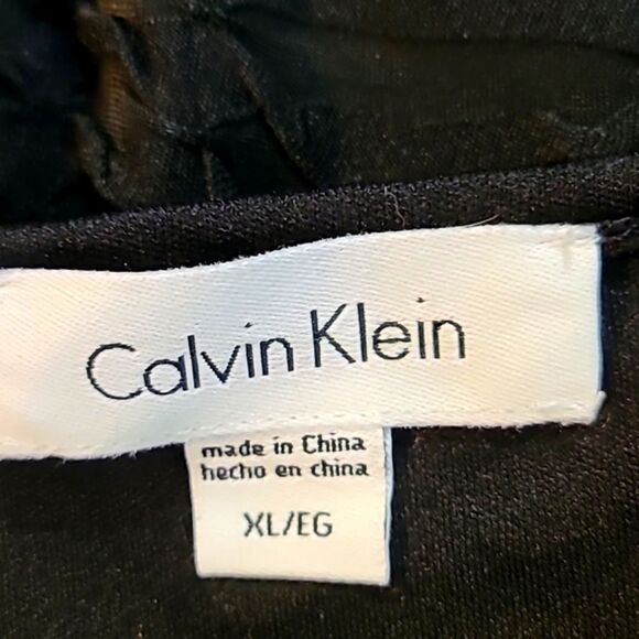 Calvin Klein Black Short Sleeve Top with a Crepe Overlay, Size XL - Picture 8 of 9